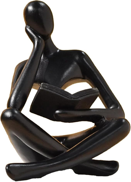 Bookshelf Decor Thinker Statue - Abstract Style Thinker Sculptures Modern Aesthetic Figurine Decoration Statues for Home Decor-Zuo Si-Black-Ruum Studio Home