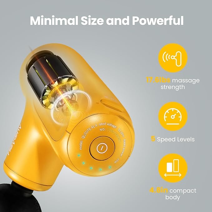Massage Gun Mini, Electric Muscle Massager Deep Tissue, Compact Travel Size Handheld Percussion Massage Gun for Back, Shoulders, Full Body Recovery and Pain Relief, Birthday Gifts for Men Women-Ruum Studio Home