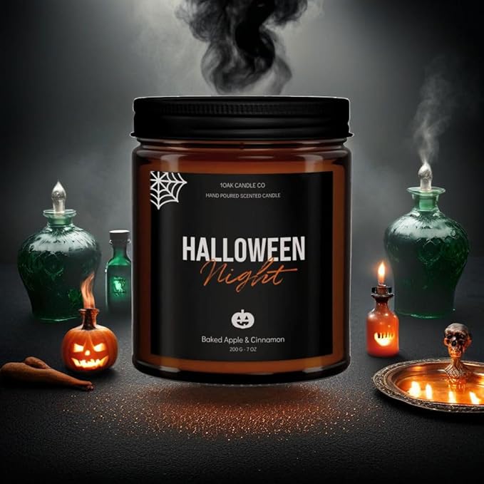 1OAK Halloween Candles Scented - 7oz, Baked Apple Cinnamon - Spooky Candles - Gothic Décor Decorations - Halloween Gifts for Women, Men - Horror Candle-Ruum Studio Home