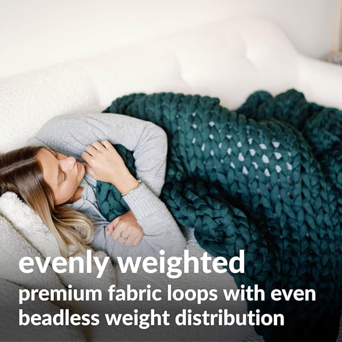 Nuzzie Chunky Knit Weighted Blanket - Breathable, Cooling, Hand Made Knit Throw Blanket for Sleep - Machine Washable, Stylish Decor Design (Forest Green, Queen | 22lbs | 60"x80")-Ruum Studio Home