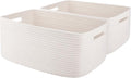 OIAHOMY Storage Basket for Shelves, Closet Cube Storage Bins Baskets for Clothes Blanket Towels, Baby Nursery, Toy Baskets Box, Woven Rope Basket, 17.72*12.99*7.87 IN, 2 Packs White-Ruum Studio Home