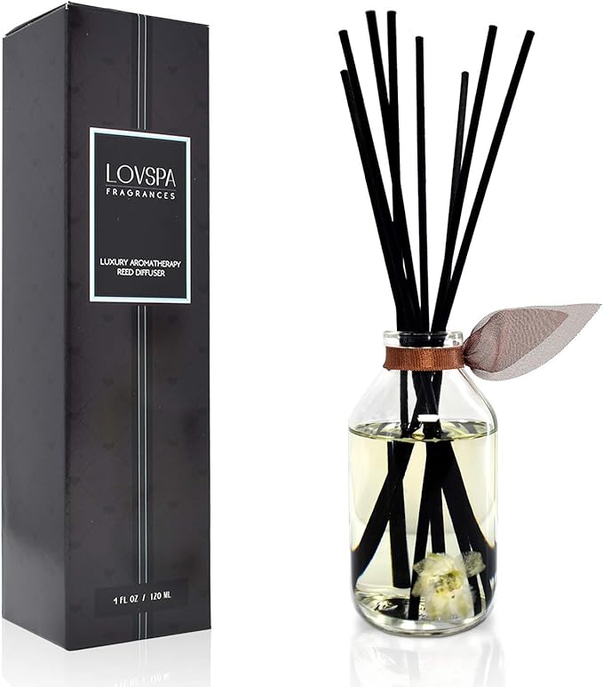 LOVSPA Reed Diffuser Set, Baltic Amber Scented Oil Diffuser with Sticks, Home Fragrance Accessories for Bathroom Shelf Decor, Aroma Diffusers for Home or Office Fall Decor, USA Made-Ruum Studio Home