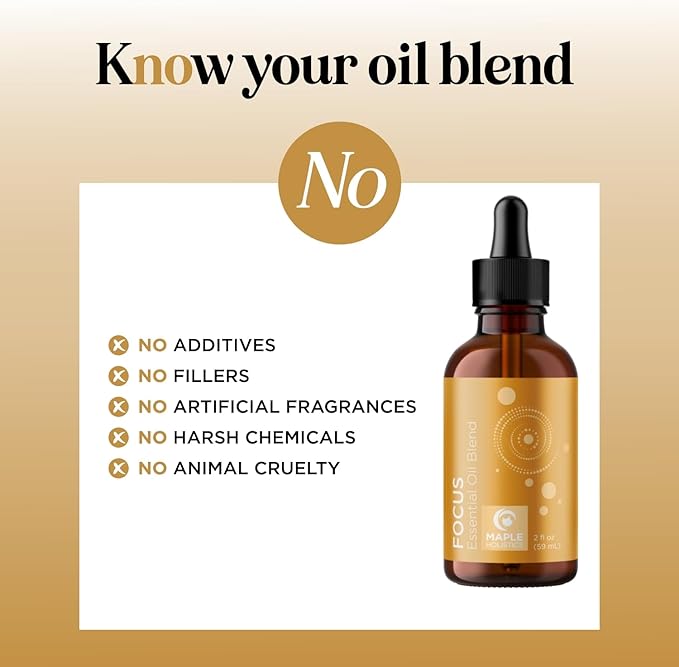 Focus Essential Oil Blend for Diffusers - Aromatherapy Essential Oils Blend for Home and Travel Energy Focus and Attention Support with Grapefruit Bergamot Peppermint and Eucalyptus (2 Fl Oz)-Ruum Studio Home