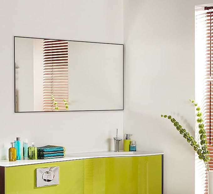 Bathroom Wall Mirror, Decorate Bathroom Mirrors for Wall, Rectangle Modern Bathroom Wall Mounted Mirror Vertical or Horizontal Hanging for Living Room (Black Framed 40’’ x 24’’)-Ruum Studio Home