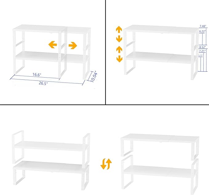 Expandable,Stackable Spice Rack,Seasoning Organizer and Storage,Spices Jar Racks for Cabinet,Countertop, Metal Pantry, Cupboard,Laundry Storages,Heavy Duty(1 PACK/LARGE/WHITE)-Ruum Studio Home