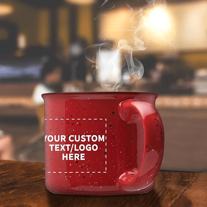 DISCOUNT PROMOS Custom Ceramic Campfire Coffee Mugs 13 oz. Set of 100, Personalized Bulk Pack - Perfect for Tea, Espresso, Cappuccino, Hot Cocoa - Red-Ruum Studio Home