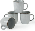 famiware Coffee Mugs Set of 4, Ocean Square 13oz Coffee Cup Set with Handle for Cocoa, Milk, Hot Chocolate, Tea, Water, Stoneware Cups for Kitchen, Microwave and Dishwasher Safe, Grey-Ruum Studio Home