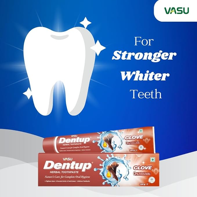 Dentup Herbal Toothpaste with Clove & Basil | Natural Fluoride-Free Ayurvedic Toothpaste for Fresh Breath & Gum Support – 100g Each (Pack of 2)-Ruum Studio Home