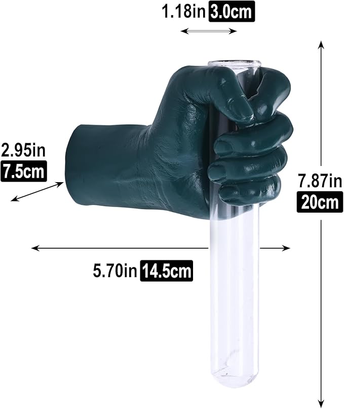 Green Wall Sculptures, Hand Vases Home Decor, Wall Mount Art Sculpture, Unique Wall Art Statue, Funky Flower Vase Decorations, Modern Eclectic Hanging Decor,Glass Test Tube Vase-Ruum Studio Home