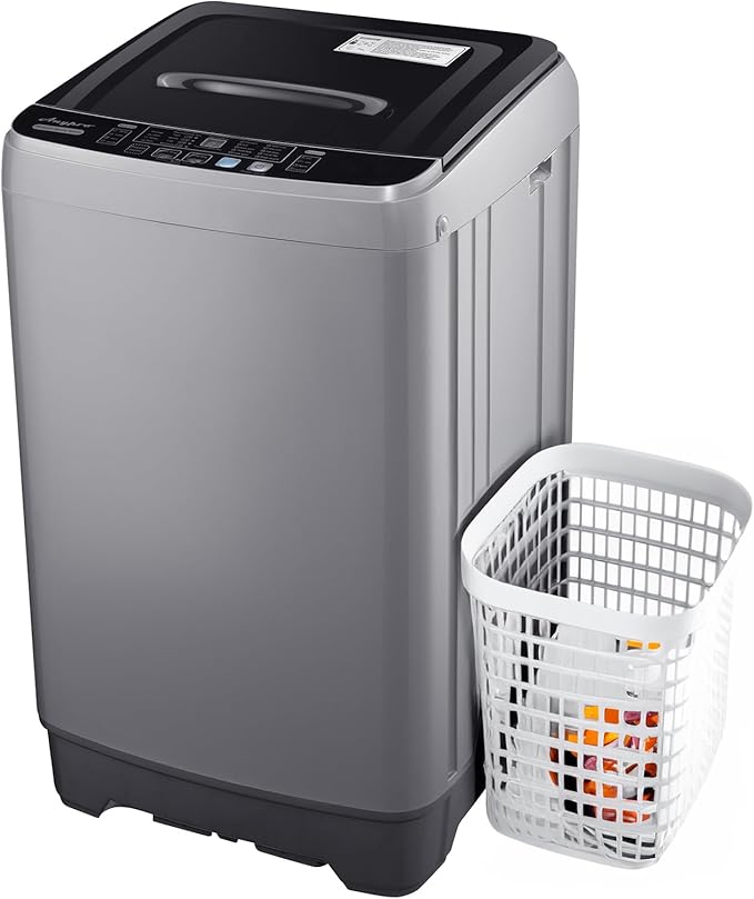 Portable Washing Machines 17.8LBS Full Automatic Clothes Washer and Spinner Combo with 10 Programs and 8 Water Levels, Compact Laundry Wash Spin Dryer for Apartment RV Dorm Home, Grey-Ruum Studio Home