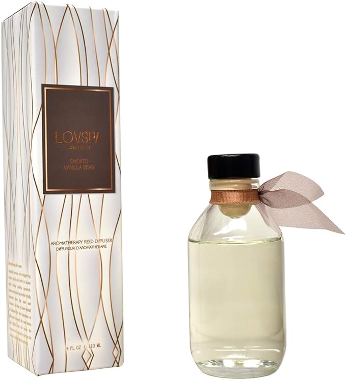 LOVSPA Reed Diffuser Set, Smoked Vanilla Scented Oil Diffuser with Sticks, Home Fragrance Accessories for Bathroom Shelf Decor, Aroma Diffusers for Home or Office Fall Decor, USA Made-Ruum Studio Home