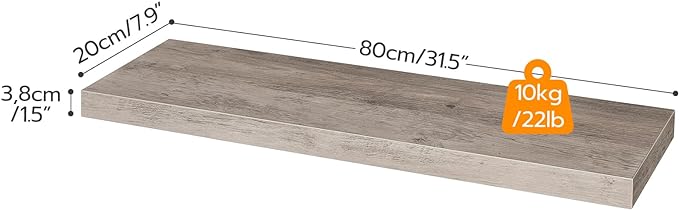 HOOBRO Floating Shelves for Wall, Wall Mounted Shelf Set of 2, 31.5" Hanging Shelf with Invisible Brackets, for Wall in Bathroom, Bedroom, Toilet, Kitchen, Living Room, Office, Greige BG80BJP201-Ruum Studio Home