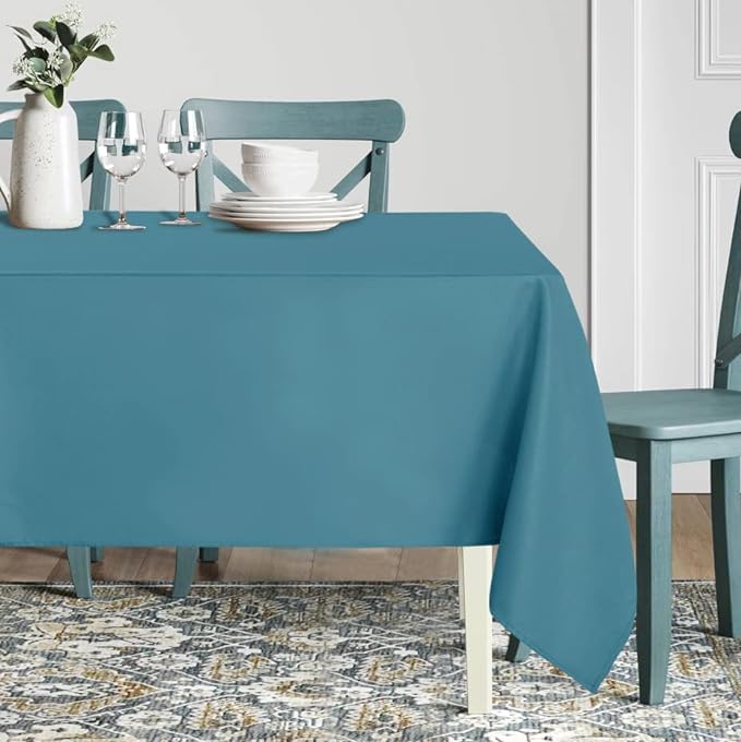 sancua Rectangle Tablecloth - 54 x 120 Inch - Stain and Wrinkle Resistant Washable Polyester Table Cloth, Decorative Fabric Table Cover for Dining Tables, Buffet Parties and Camping, Teal-Ruum Studio Home