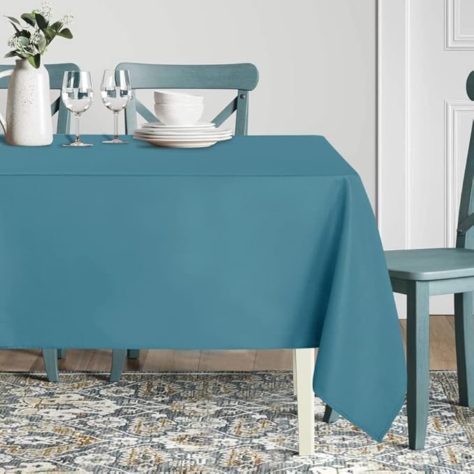sancua Square Tablecloth - 60 x 60 Inch - Stain and Wrinkle Resistant Washable Polyester Table Cloth, Decorative Fabric Table Cover for Dining Tables, Buffet Parties and Camping, Teal-Ruum Studio Home