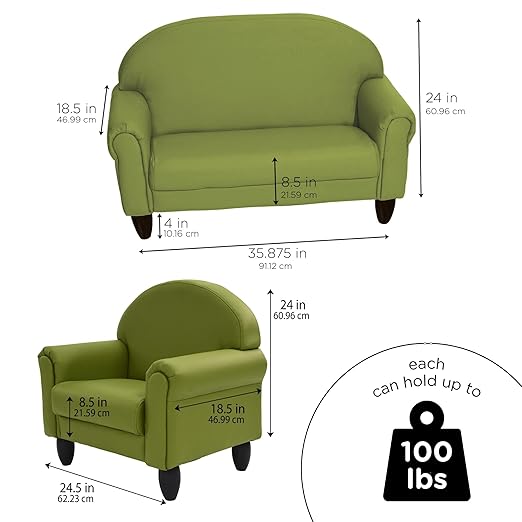 Children's Factory As We Grow Chair and Couch, Flexible Seating for Daycare or Preschool, Kids Reading Couch, Playroom Furniture, Sage-Ruum Studio Home