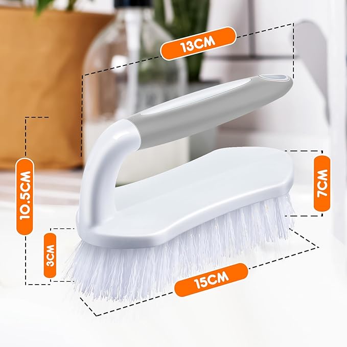 Lallisa 12 Pcs Scrub Brush for Cleaning with Handle Comfortable to Grip Heavy-Duty Flexible Stiff Bristles Scrubber Brushes Bulk for Shower Bathroom Carpet Kitchen Floor Tiles (Gray)-Ruum Studio Home