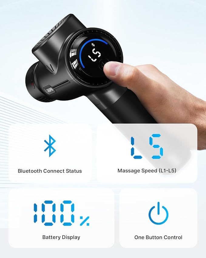RENPHO Massage Gun with Heat and Cold, Portable Percussion Muscle Deep Tissue Massager with Bluetooth, Carry Case, Gifts for Men Women, Active+ Thermacool-Ruum Studio Home