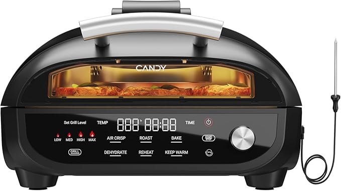 Indoor Grill and Air Fryer Combo with Ceramic Accessories, 7-IN-1 Digital Display, 5.2 QT Electric Smokeless, 500°F Max, Large View Window, Roast, Bake & Dehydrate, Adjustable Temps, Easy Clean-Ruum Studio Home