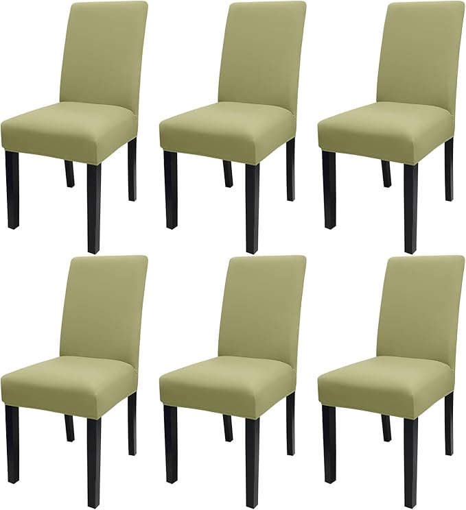 JQinHome Sage Green Chair Covers for Dining Room Set of 6, High Stretch Removable Washable Parsons Chair Slipcover for Home Party Hotel Wedding Ceremony (6PCS,Sage Green)-Ruum Studio Home