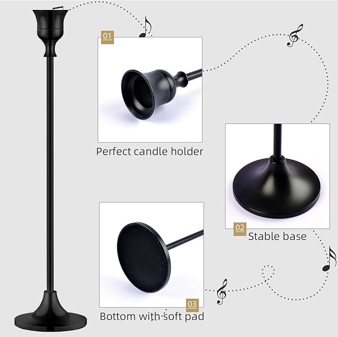 Candlestick Holders,Taper Candle Holder for Candlesticks Black Candelabra Candle Holders Vintage Candle Stick Candle Holder for Fireplace Party Dining Home-Ruum Studio Home