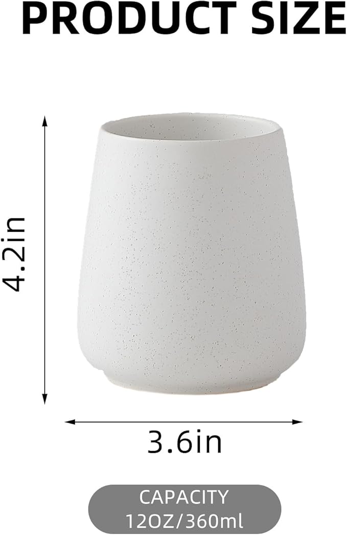 Speckled White Toothbrush Holder Set - 2Pcs Bathroom Ceramic Tooth Brushing Holders, Toothbrush Cup, Toothpaste Organizer for Countertop, Makeup Brush Holder, Pen Holder for Home Desktop Storage-Ruum Studio Home