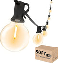 Svater Outdoor String Lights 50 FT, Patio LED Lights Outside with 26pcs Bulbs, Waterproof Shatterproof Hanging Globe Light Connectable for Bistro Cafe Backyard Balcony Warm White-Ruum Studio Home