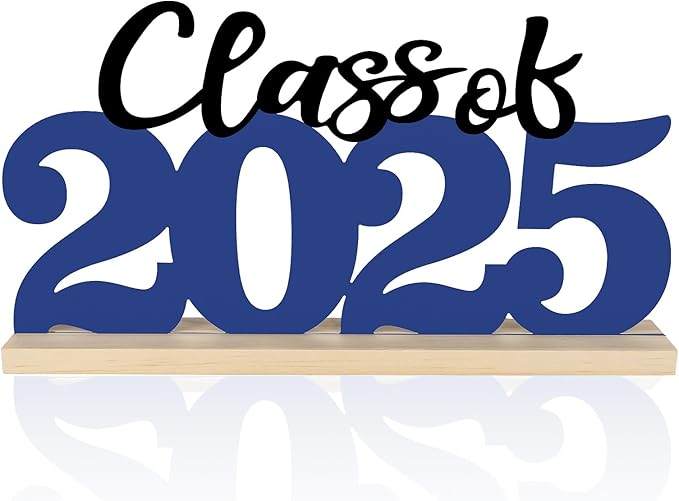 COCHIE Metal Class of 2025 Sign, Graduation Party Decorations for School, Home, Shelf, Mantel, Graduation Gifts for Graduate, Blue and Black Grad Table Top for Parties Decor Supplies (Class of 2025)-Ruum Studio Home