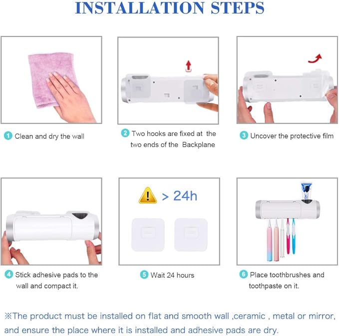 SARMOCARE Toothbrush Holder Cleaner with Fan Drying & 6min Timing Function, 5 Toothbrush Slots, Rechargeable Bathroom Wall Mounted Fit Sonic and Manual Toothbrushes-Ruum Studio Home