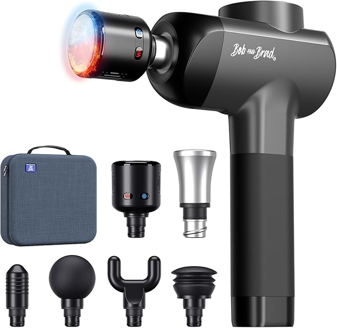 BOB AND BRAD X6 Pro Max Massage Gun with Heat-Cold and Metal Head Therapy, Percussion Deep Tissue Massager Gun for Athletes, Electric Muscle Massage Gun with 6 Replacements-Ruum Studio Home