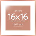 Homeforia 16x16 Picture Frame Rose Gold, High End Metal 16 x 16 Square Poster Frame with Mat 12 x 12 Photo, 16x16 Frame Matted to 12x12 Print, 16by16 Hanging Frames, Tempered Glass, Wall Kit, Set of 1-Ruum Studio Home