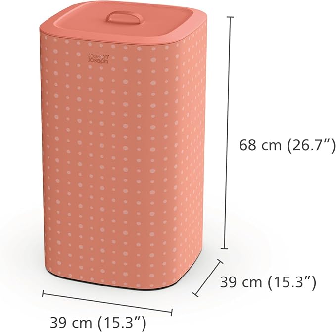 Joseph Joseph Tota Pop 60 liter/15.8 gallon Laundry Hamper Separation Basket with lid, 2 Removable Washing Bags with Handles- Coral/Green-Ruum Studio Home