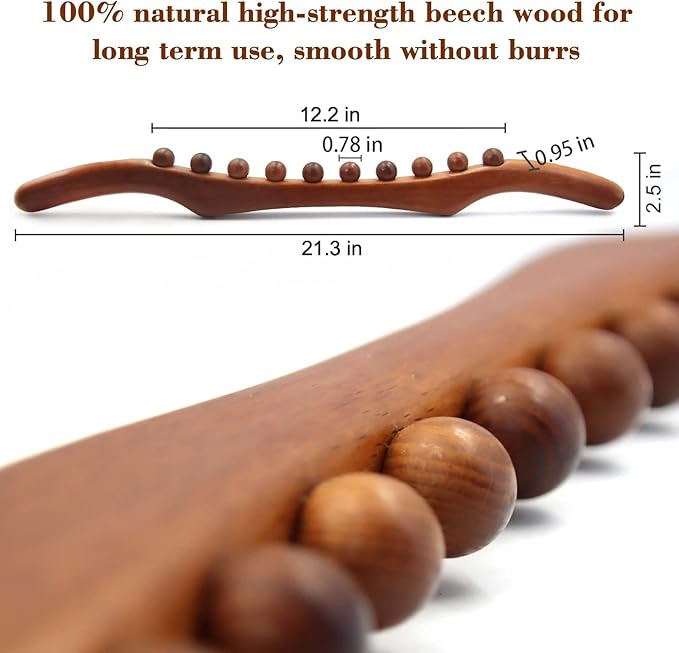 Wood Therapy Massage Tools, 21 inch Lymphatic Drainage Massager, Handheld Massage Stick & Wood Therapy Tools for Neck and Back Pain Stomach Body Shaping Anticellulite Leg-Ruum Studio Home