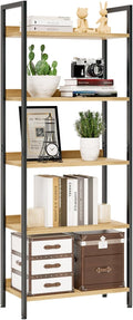 NUMENN Bookshelf, 5 Tier Bookshelves, Home Office Bookcase Shelf Storage Organizer, Free Standing Storage Shelving Unit for Bedroom, Living Room and Home Office, Natural-Ruum Studio Home