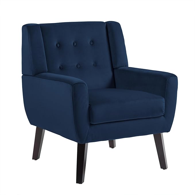 UIXE Accent Chair, Velvet Upholstered Armchair for Living Room, Modern Club Arm Chairs Comfy Single Sofa Button Tufted Bedroom Reading Seat - Royal Blue, Set of 1-Ruum Studio Home