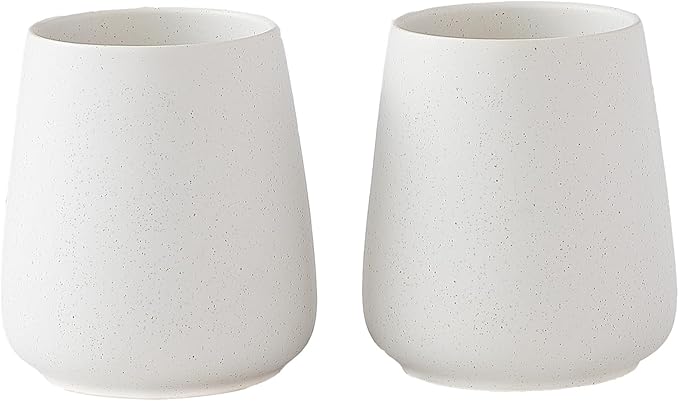 Speckled White Toothbrush Holder Set - 2Pcs Bathroom Ceramic Tooth Brushing Holders, Toothbrush Cup, Toothpaste Organizer for Countertop, Makeup Brush Holder, Pen Holder for Home Desktop Storage-Ruum Studio Home