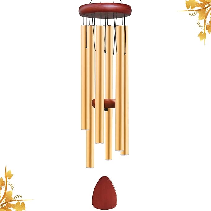 Large Aluminium Wind Chimes Outside, Soothing Melodic Memorial Sympathy Wind Chime, Suitable Outdoor Garden Decor, Gift for Mom Women Neighbors (Gold Wind Chimes-36)-Ruum Studio Home