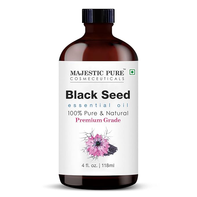 Majestic Pure Black Seed Essential Oil with Glass Dropper - Huge 4 Fl Oz - 100% Pure and Natural Black Pepper Oil - Premium Grade Essential Oils for Diffuser, Aromatherapy, Soap and Candle Making-Ruum Studio Home