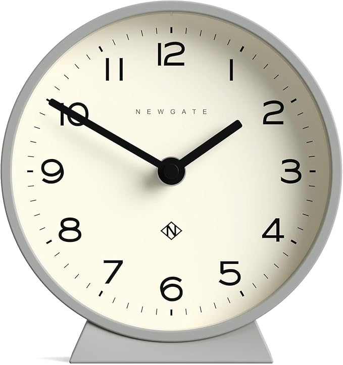 NEWGATE® M Mantel Echo Desk Clock | Modern Round Design | Posh Gray | Easy to Read Numbers | Contemporary Style for Desk, Table, Shelf or Bedside-Ruum Studio Home
