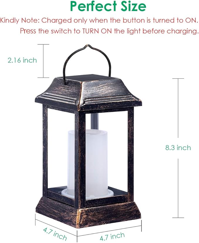 TomCare Solar Lights Metal Flickering Flame Solar Lantern Outdoor Hanging Lanterns Lighting Heavy Duty Solar Powered Waterproof LED Flame Lights for Patio Garden Christmas Decorations, 2 Pack (Bronze)-Ruum Studio Home