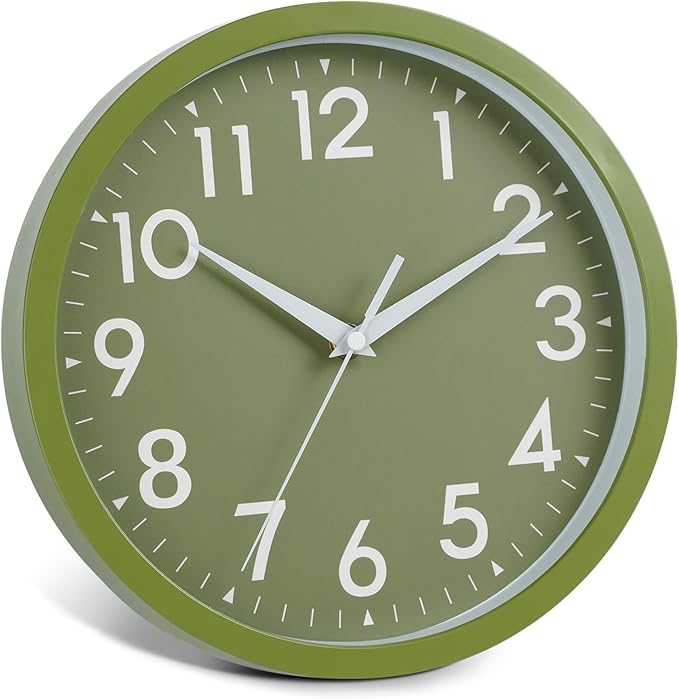 Wall Clock Small Analog 8 Inch Silent Non Ticking Battery Operated Modern Simple Decorative for Kitchen Office Bedroom Bathroom Living Room(Olive Green)-Ruum Studio Home