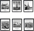 Black And White Wall Art Decor,New York, London, Tokyo, Paris, Eiffel Tower Wall Decor Art,Modern Boho Wall Art for Living Room Bedroom Prints Poster,8x10 Inch Set of 6,Framed-Ruum Studio Home