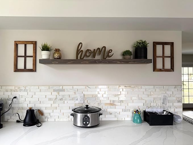 joelsantiques 48 Inch Wooden Floating Shelves for Wall - 48x6x2 in - Made of Natural Wood - Long Heavy Duty Rustic Wall Shelves for Bedroom - Perfect for Living Room, Kitchen - Gray - Grey-Ruum Studio Home