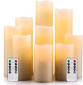 Flameless Candles Battery Operated Candles 4" 5" 6" 7" 8" 9" Set of 9 Ivory Real Wax Pillar LED Candles with 10-Key Remote and Cycling 24 Hours Timer-Ruum Studio Home
