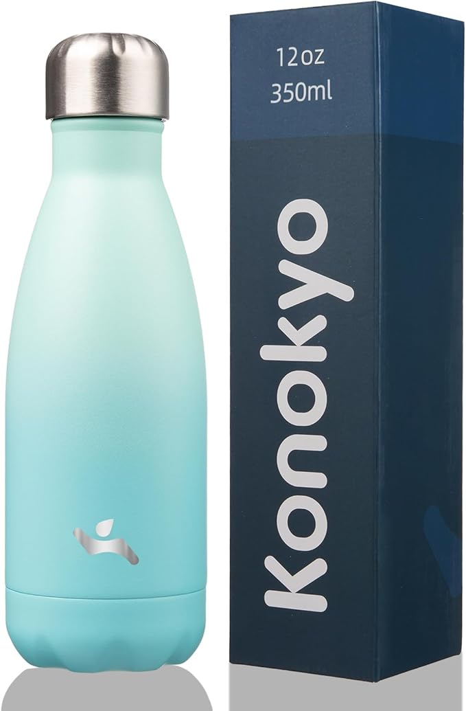 Insulated Water Bottles,12 oz Double Wall Stainless Steel Vacumm Metal Flask for Sports Travel,Mint-Ruum Studio Home