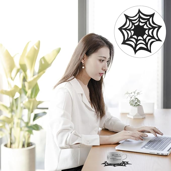 VOSAREA 10pcs Halloween Spider Web Coasters Placemat Decorative Table Placemats Doilies Halloween Decorarion Supplies-Ruum Studio Home