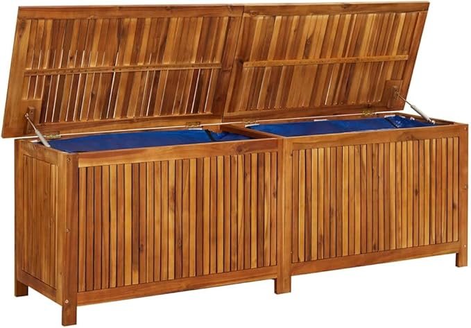 vidaXL Outdoor Storage Box, [Load Capacity Gallon] Deck Box with Gas-Lift Lid, Storage Chest with Water-Resistant Zippered Bag Inside, 68.9''x19.7''x22.8'', Solid Acacia Wood-Ruum Studio Home