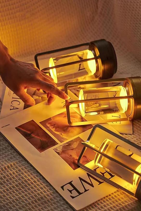 Portable Metal Table Lamp for Indoor/Outdoor ,Rechargeable Cordless LED Lamp, 3-Colour Infinitely Dimming Battery Powered Small Desk Lamp, Restaurant/Bedroom/Bar/Coffee Shop/Camping Light (Black)-Ruum Studio Home
