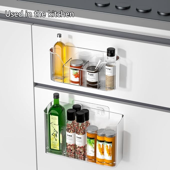 2 Piece Cabinet Door Organizer,Self Adhesive Kitchen Cabinet Organizer,Cabinet Door Storage Box for Bathroom/Kitchen/Living room,Storage shelf rv must haves. (Large+Small)-Ruum Studio Home
