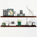 Homeforia 48 inch Walnut Floating Shelf, High End Solid Real Wood Large 48inch Floating Shelves for Wall, Dark Brown 48 inches Long Floating Shelves, Heavy Duty Bracket, 48 X 6.5 X 1.75 inch, Set of 2-Ruum Studio Home