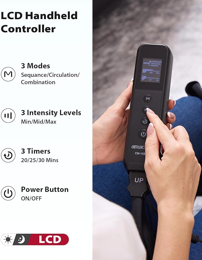 CINCOM Leg Massager for Circulation and Pain Relief, Air Compression Massager for Foot and Leg Helpful for Lymphedema Edema Restless and Relaxation Birthday Gift for Women Men-Ruum Studio Home